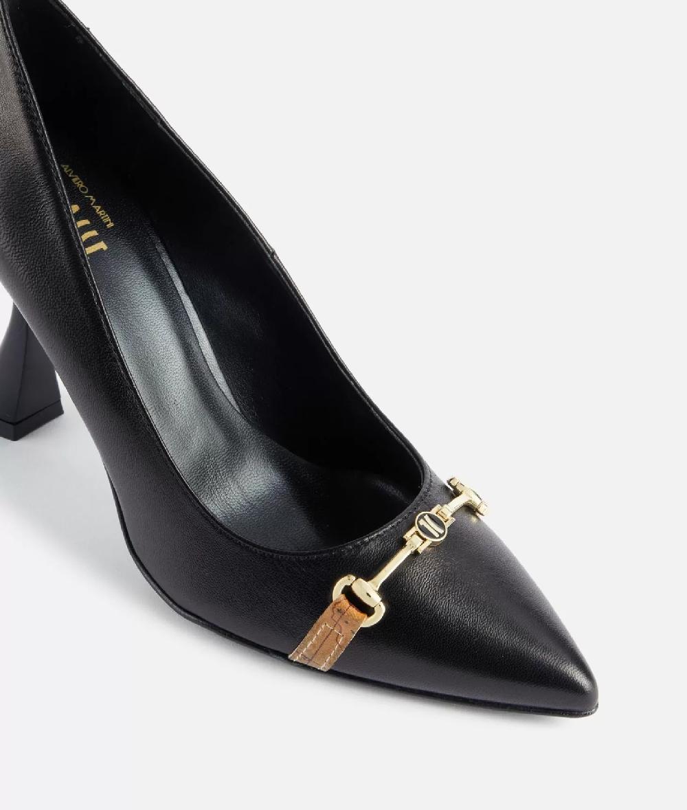 Alviero martini 1a classe Décolleté in nappa liscia con morsetto 1C Nere Vendita Economica