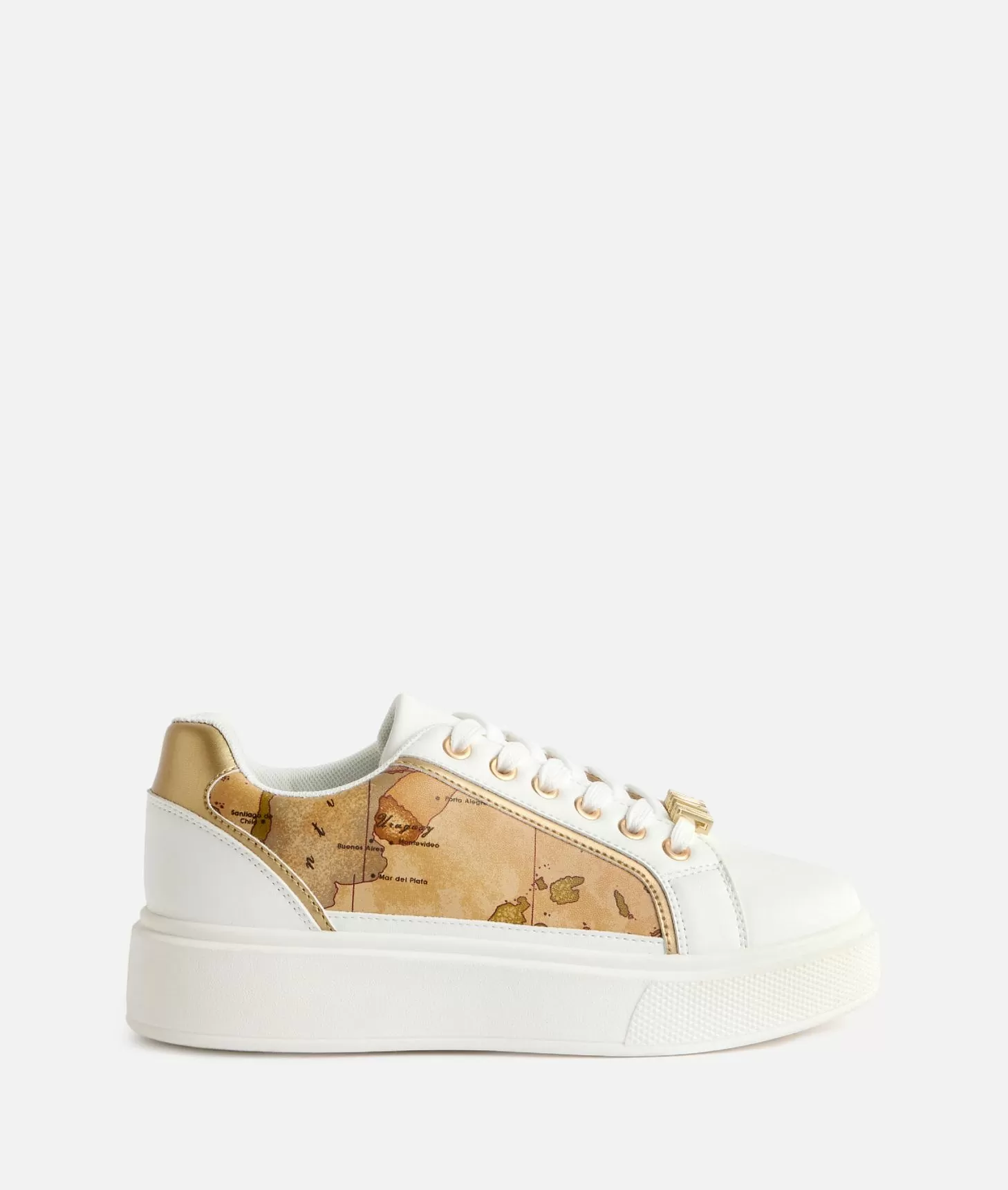 Alviero martini 1a classe Sneakers in eco nappa con passalaccio e inserti Geo Classic Bianche Consegna Veloce