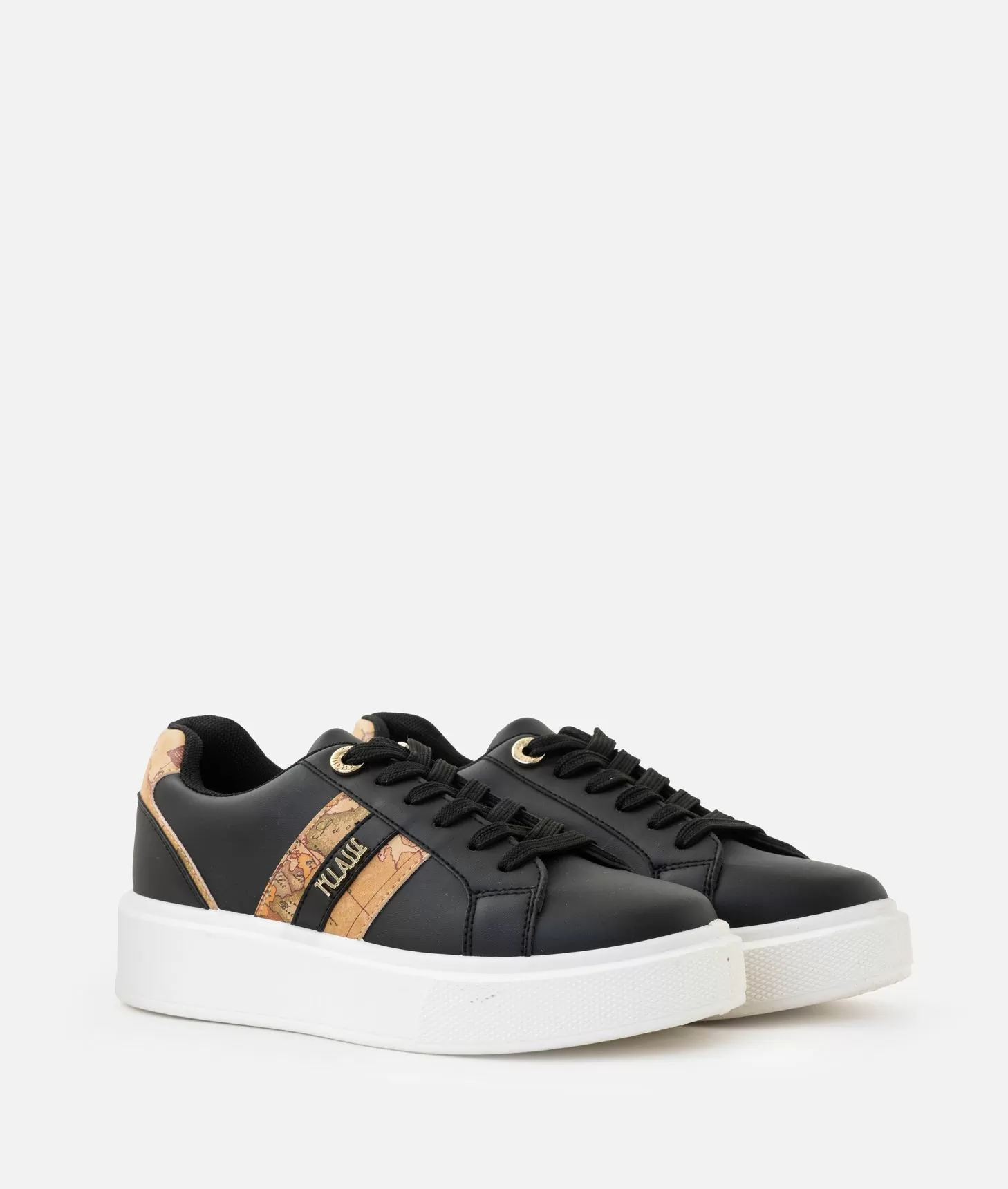 Alviero martini 1a classe Sneakers in eco nappa con logo e bande Geo Classic Nere Promozione Limitata
