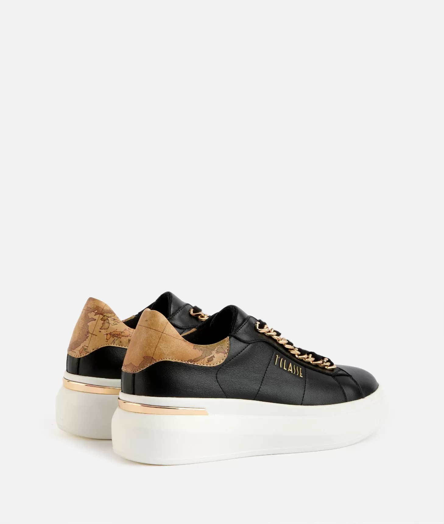 Alviero martini 1a classe Sneakers in eco nappa con dettaglio catena Nere Prezzo Ridotto