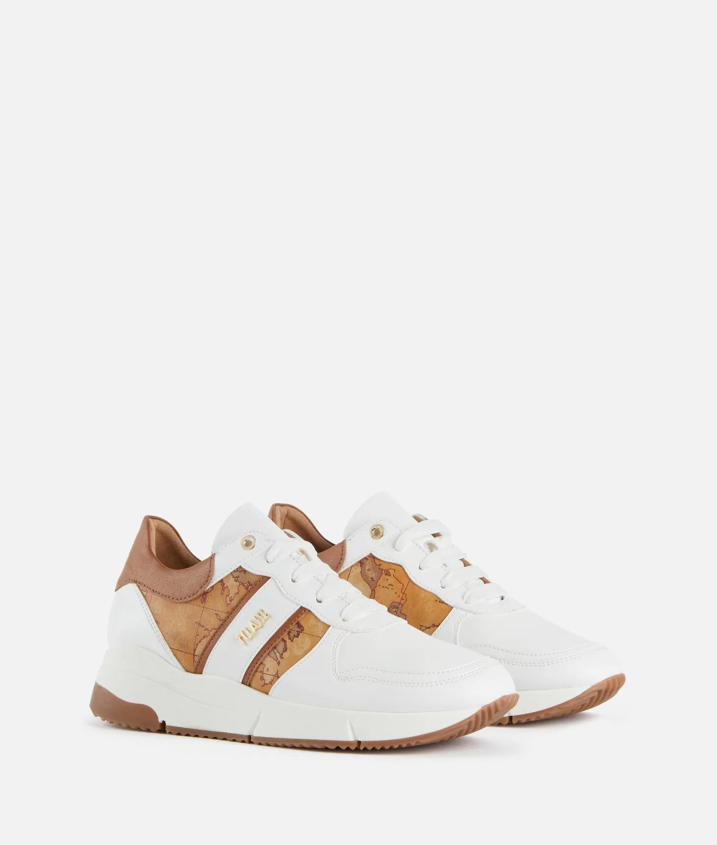 Alviero martini 1a classe Running in eco nappa con logo e dettagli Geo Classic Bianche Sconto