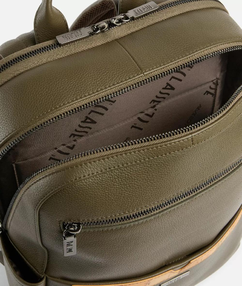 Alviero martini 1a classe Beta Leather zaino portacomputer Verde Militare Consegna Veloce
