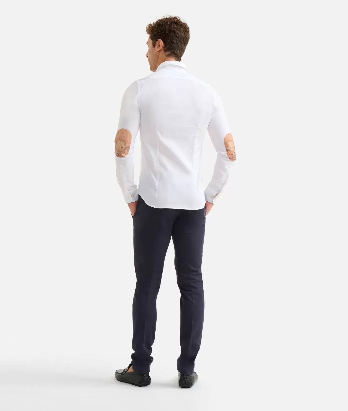 Alviero martini 1a classe Camicia super slim in cotone stretch con toppe Geo Classic Bianca Trasporto libero internazionale