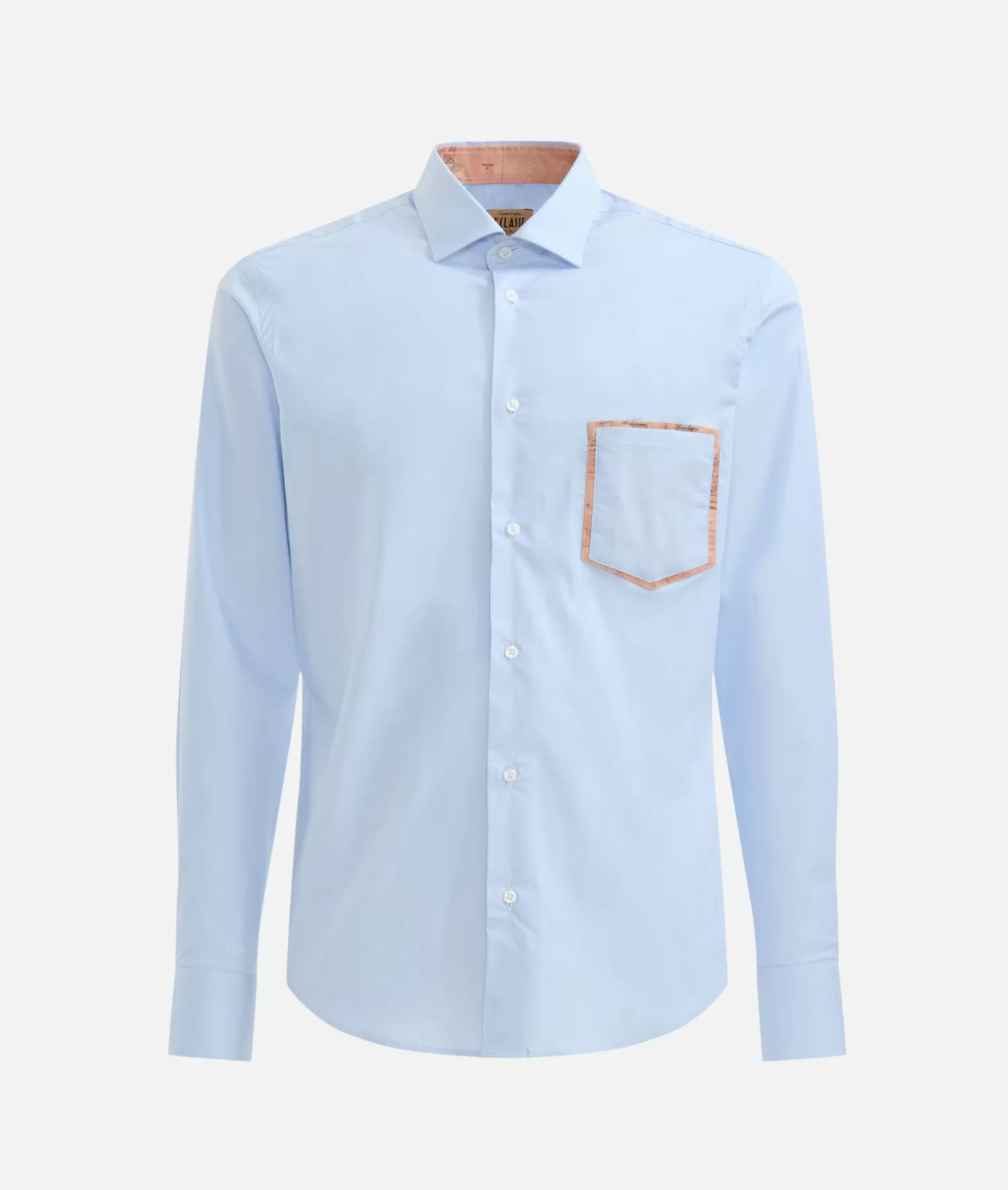 Alviero martini 1a classe Camicia slim in cotone stretch con dettaglio taschino Azzurra Italy