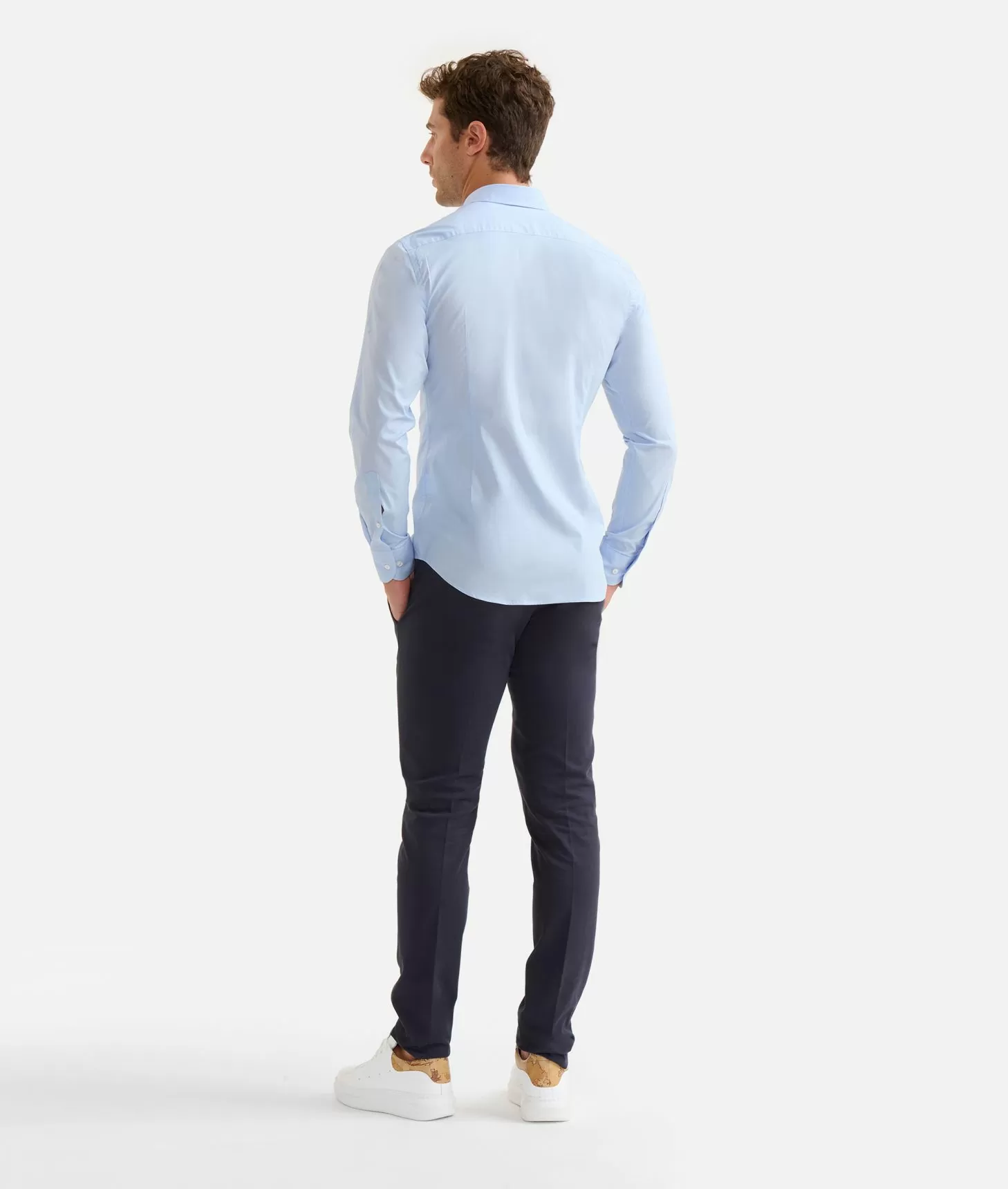 Alviero martini 1a classe Camicia slim in cotone stretch con dettaglio taschino Azzurra Italy