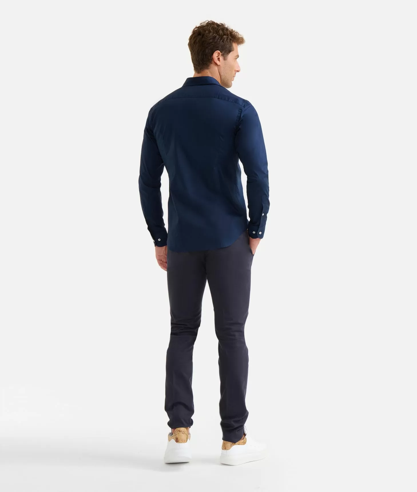Alviero martini 1a classe Camicia slim in cotone stretch con dettaglio taschino Blu Navy Italia