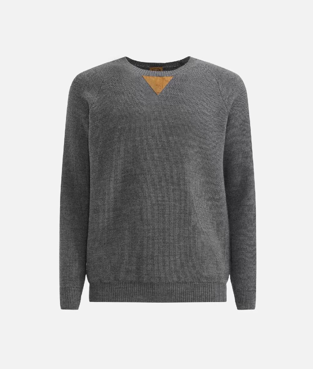 Alviero martini 1a classe Girocollo in filato misto lana con toppe Geo Classic Grigio In Linea