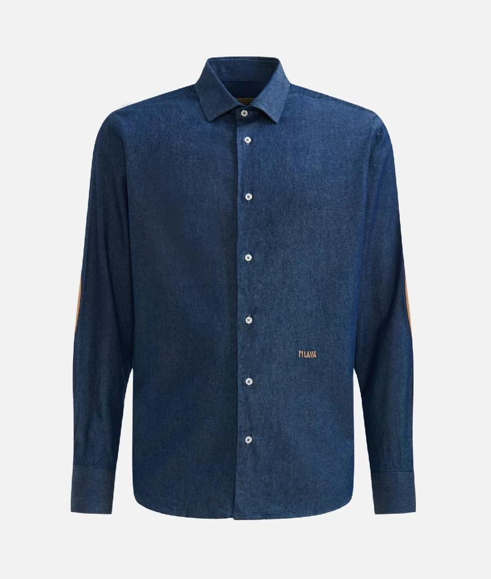 Alviero martini 1a classe Camicia slim in denim leggero con toppe Geo Classic Blu Jeans Scuro Prezzo Ridotto