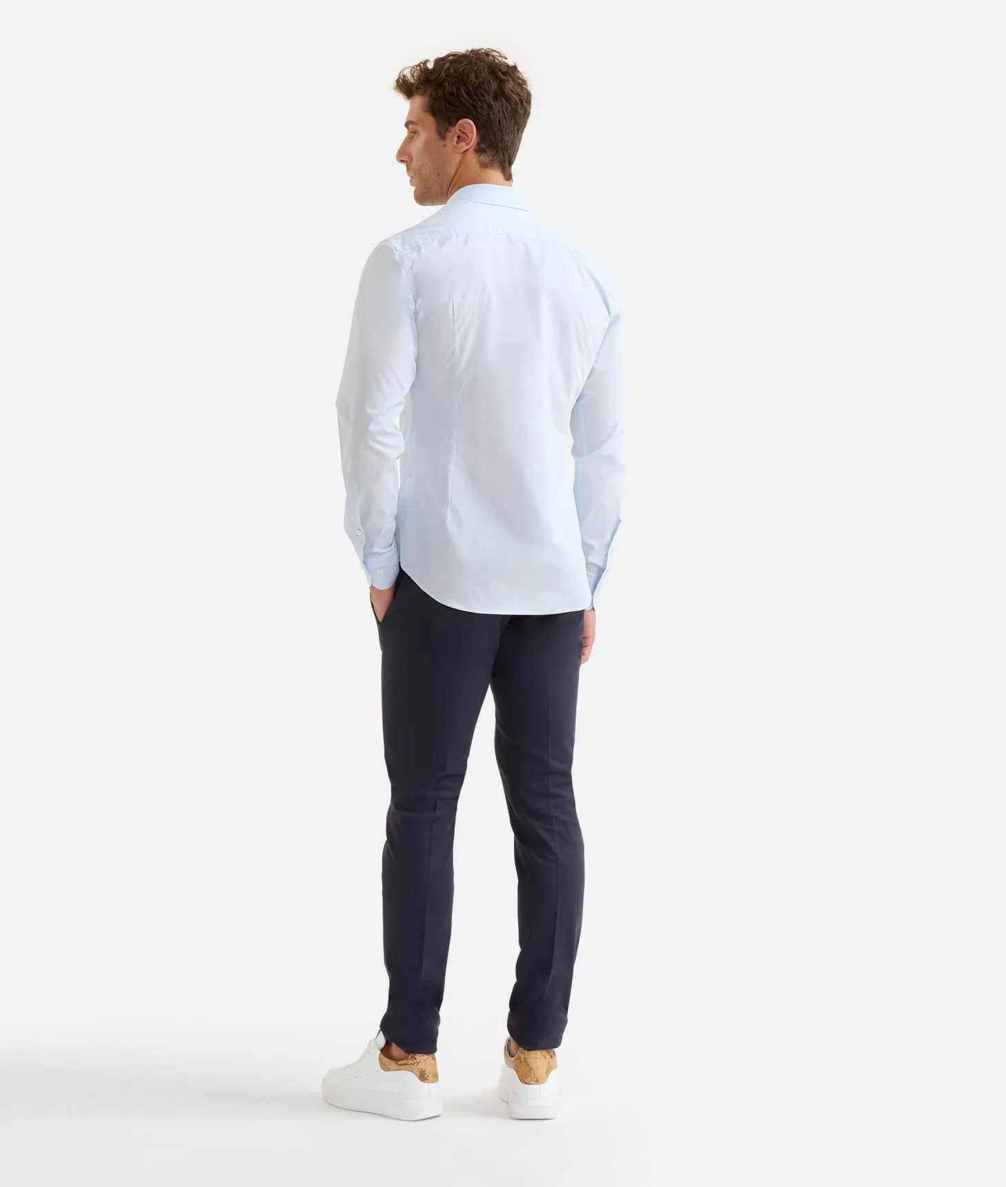 Alviero martini 1a classe Camicia slim in cotone con dettaglio spalle Azzurro Polvere Convenienza