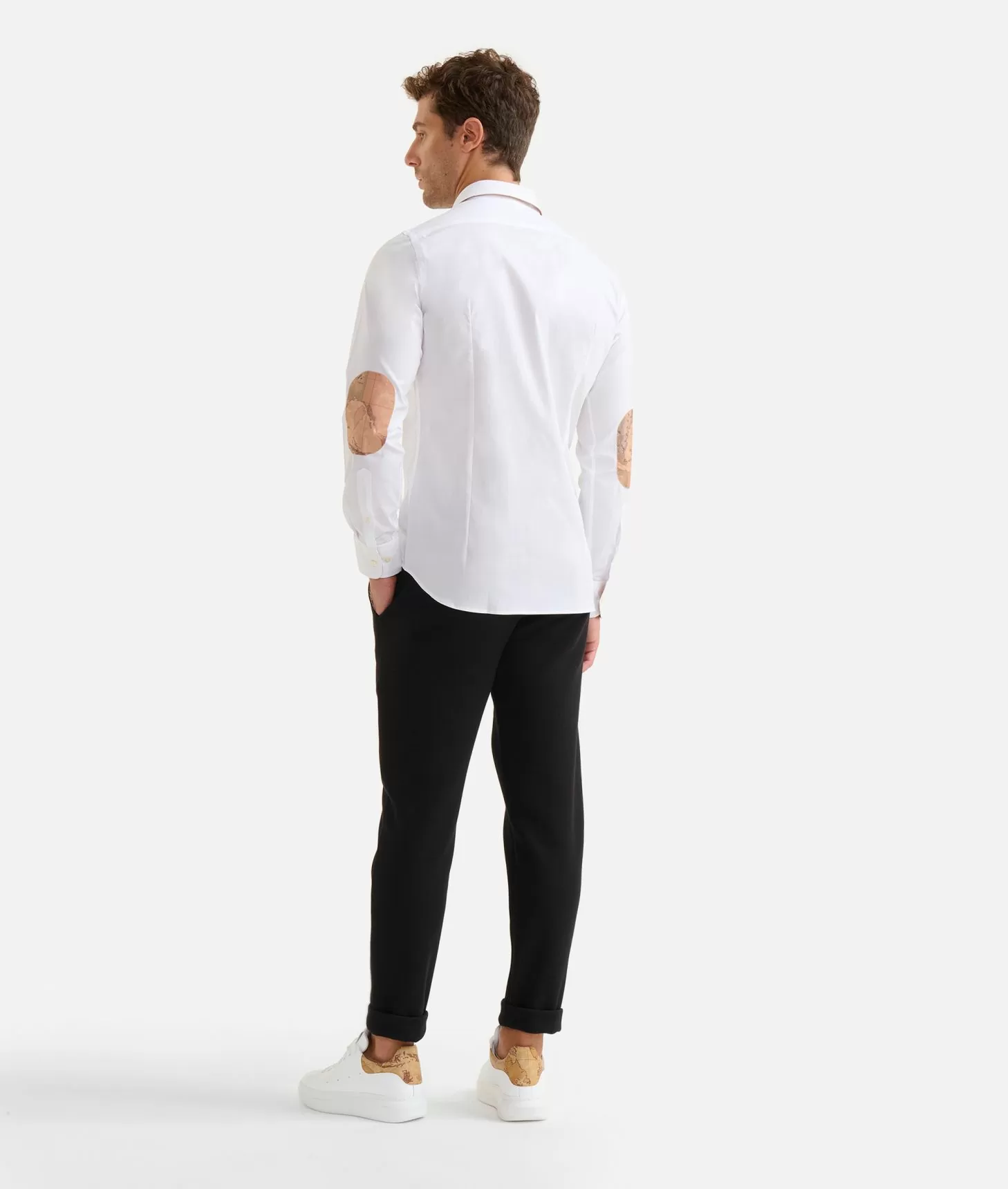 Alviero martini 1a classe Camicia slim in cotone stretch con toppe Geo Classic Bianca Shopping Online