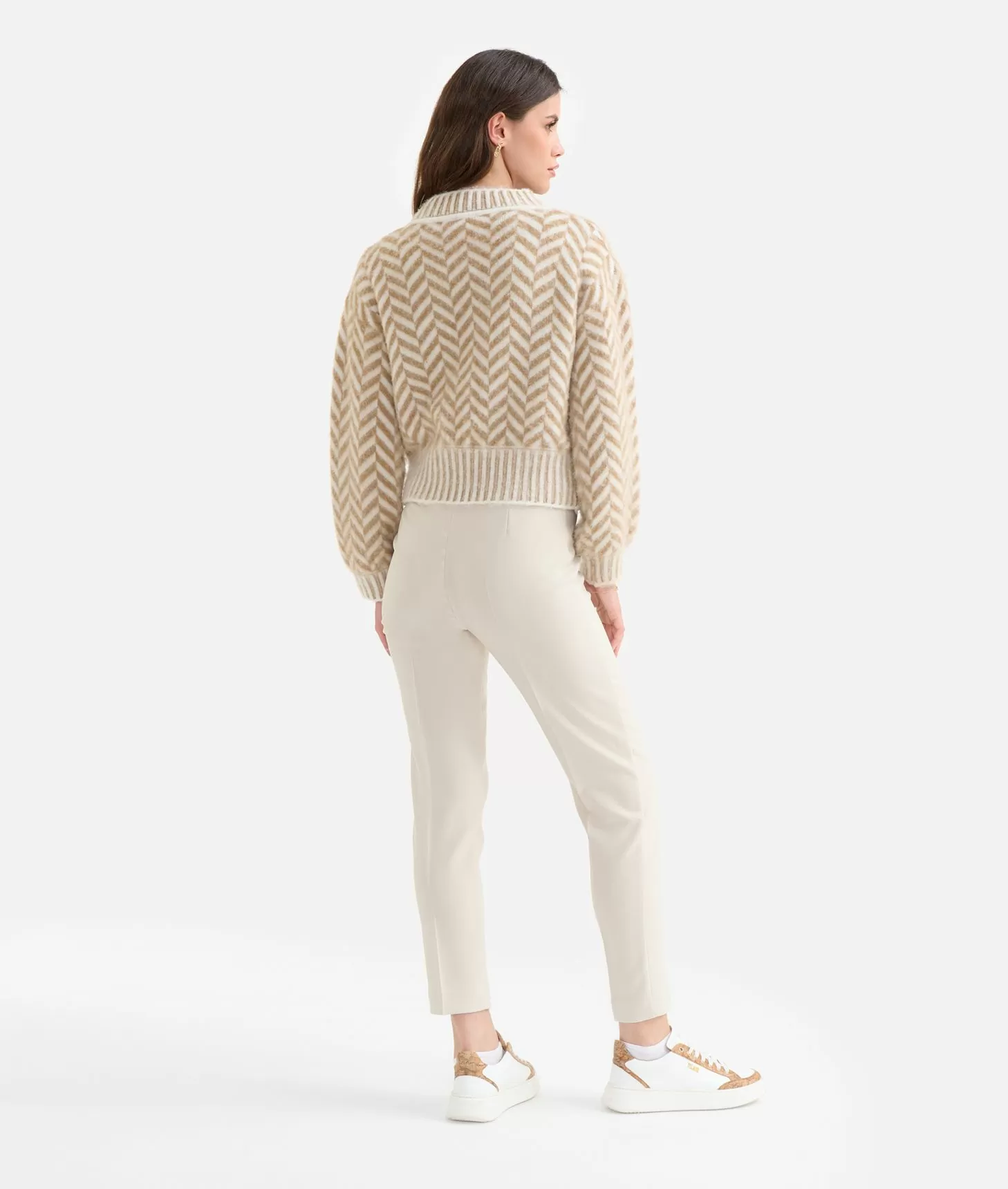 Alviero martini 1a classe Maglia in filato di lana e viscosa con motivo spinato Cammello In Linea