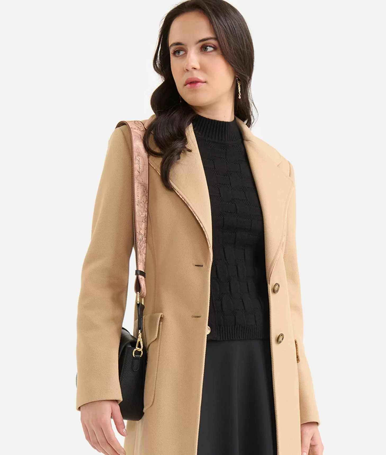 Alviero martini 1a classe Cappotto con dettaglio gioiello in velour Cammello Sconto di tempo limitato