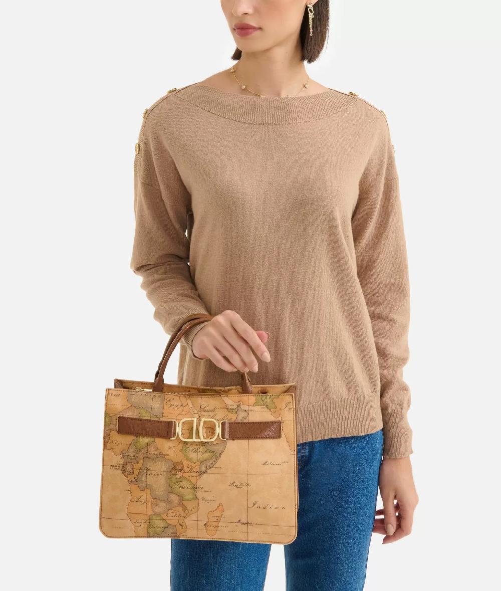 Alviero martini 1a classe 3D Geo borsa a mano con tracolla Castagna Vendita