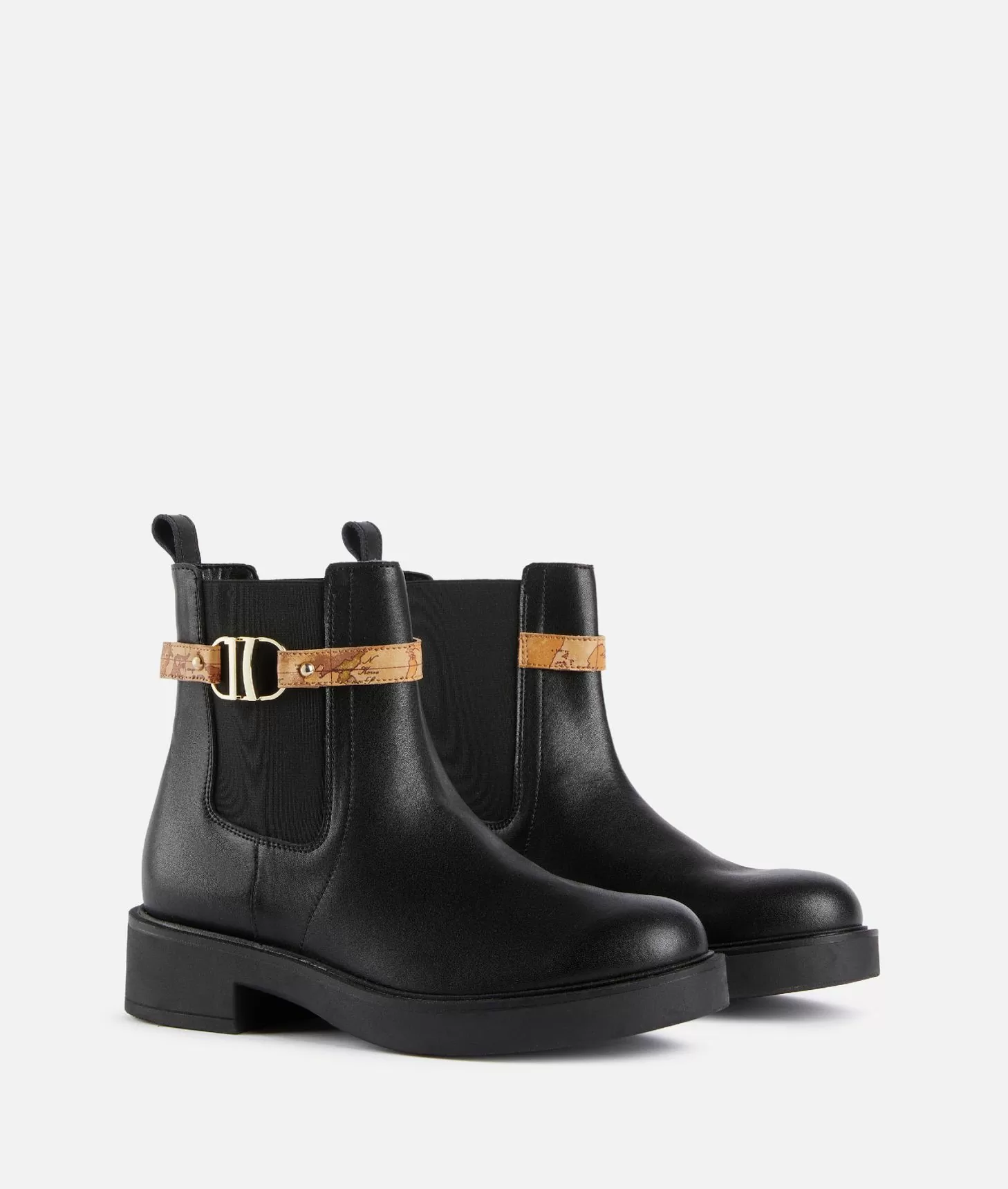 Alviero martini 1a classe Stivaletti beatles in pelle liscia con cinturino Geo Classic Neri Pezzi Unici
