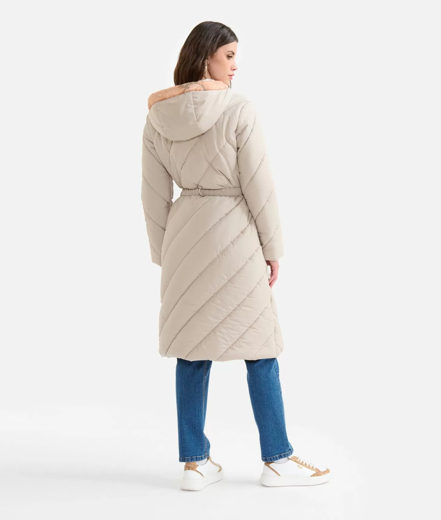 Alviero martini 1a classe Imbottito lungo in nylon con cappuccio Greige Novità