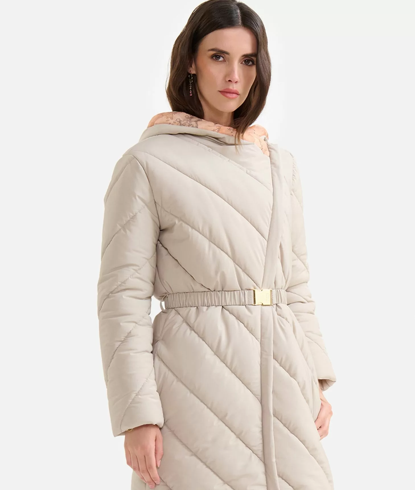 Alviero martini 1a classe Imbottito lungo in nylon con cappuccio Greige Novità