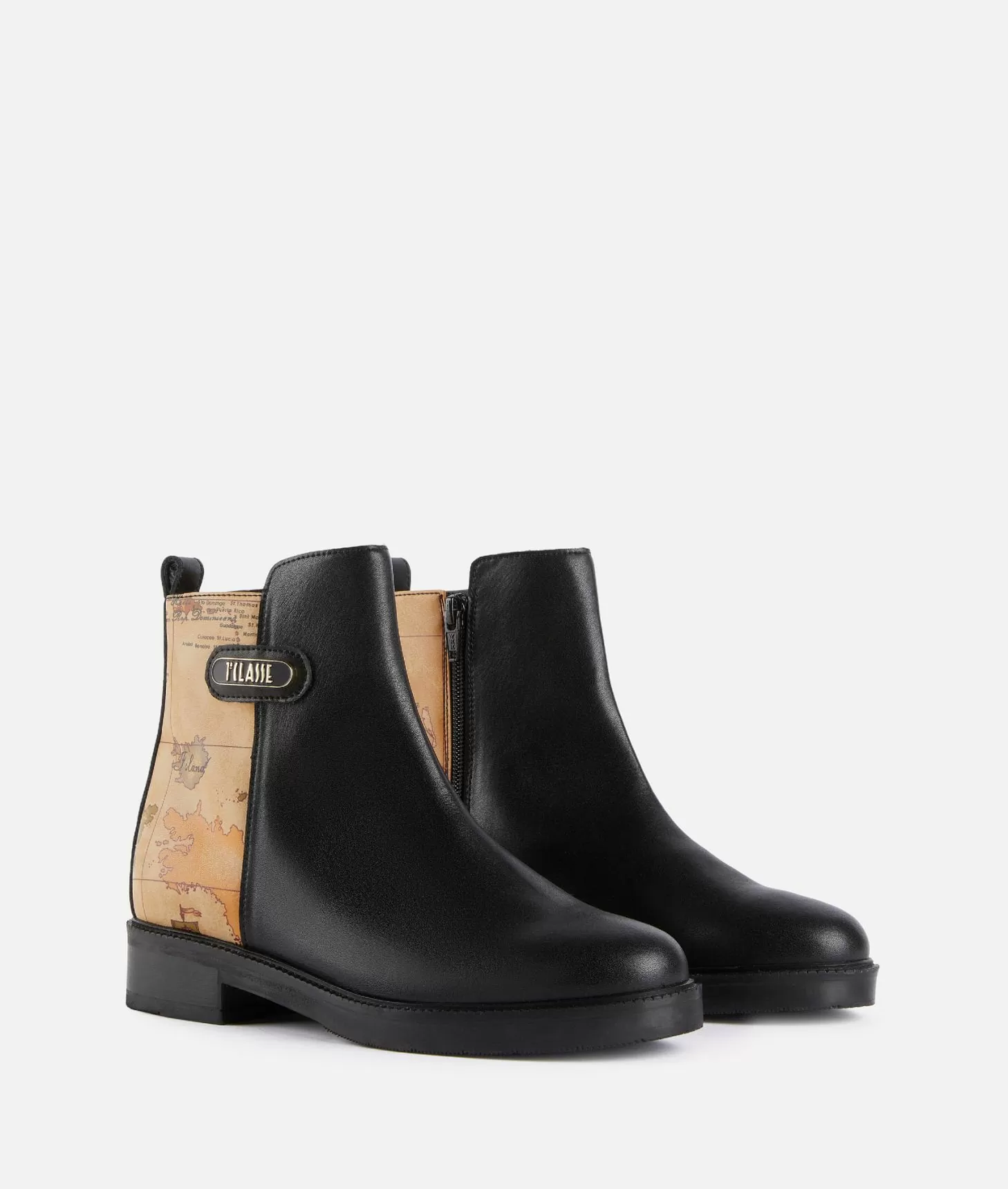 Alviero martini 1a classe Stivaletti beatles in pelle liscia con inserto Geo Classic Neri Economico