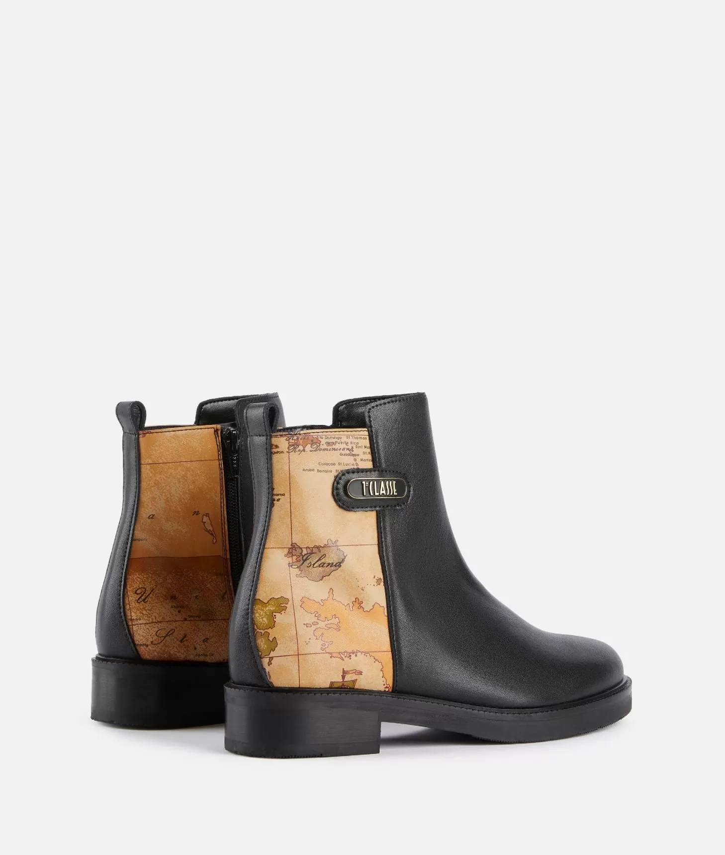 Alviero martini 1a classe Stivaletti beatles in pelle liscia con inserto Geo Classic Neri Economico
