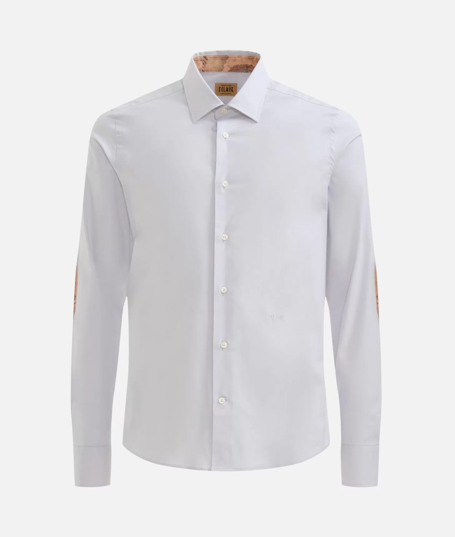 Alviero martini 1a classe Camicia super slim in cotone stretch con toppe Geo Classic Grigio Chiaro Negozio