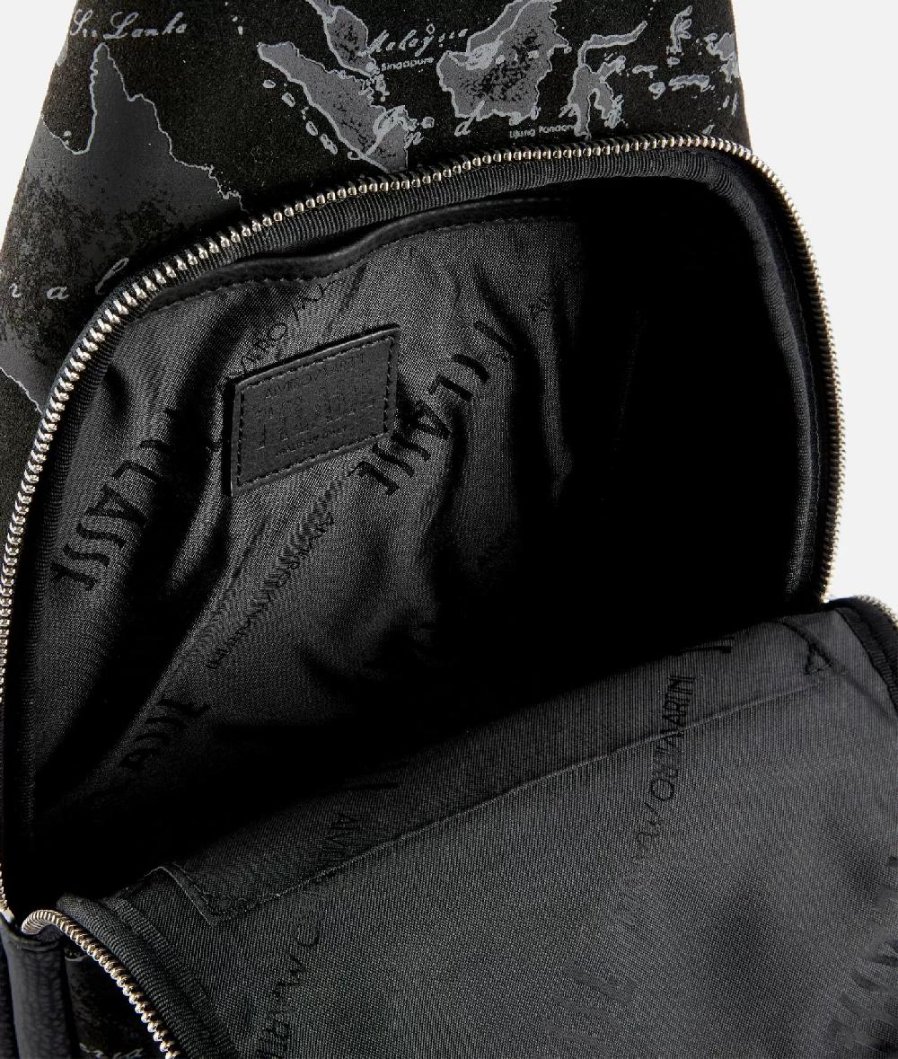 Alviero martini 1a classe Zaino monospalla in tessuto effetto nabuk Geo Night Nero Moda