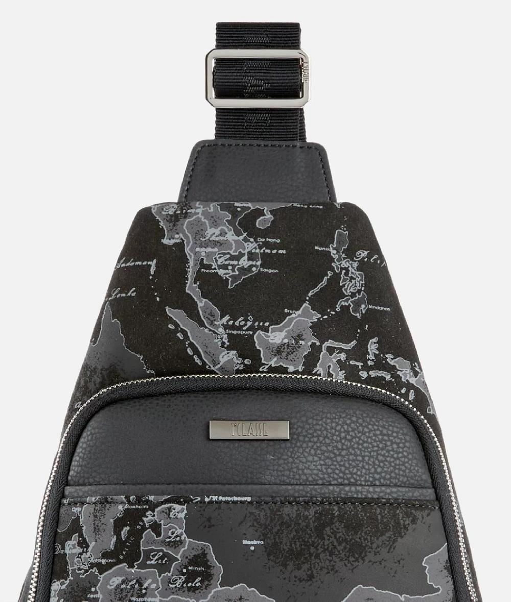 Alviero martini 1a classe Zaino monospalla in tessuto effetto nabuk Geo Night Nero Moda