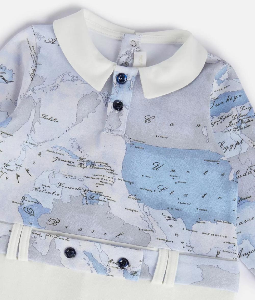 Alviero martini 1a classe Tutina in cotone senza piedini Geo Lord Azzurra Italy