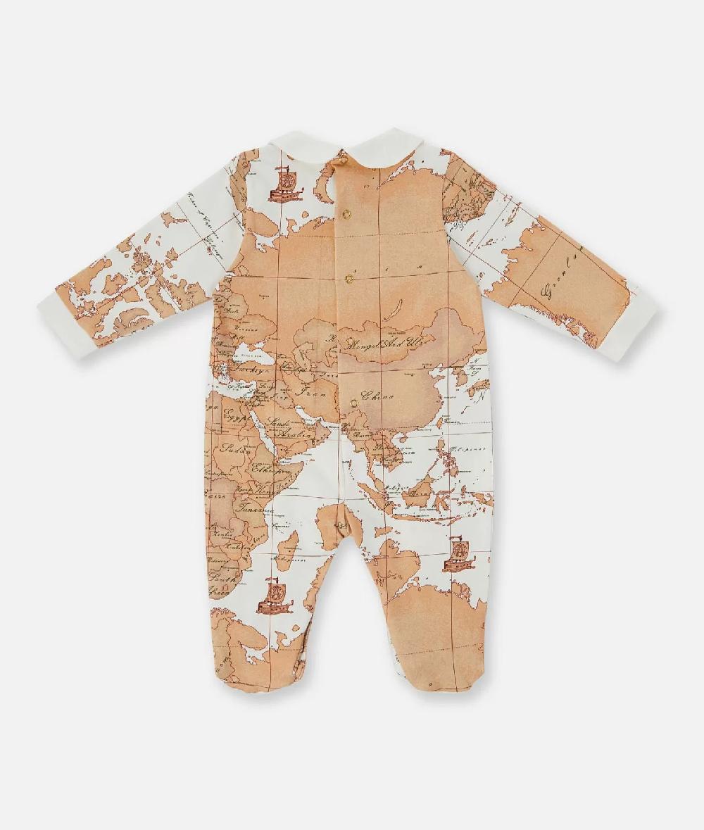 Alviero martini 1a classe Tutina in cotone con mappa Geo Classic Panna Acquista Ora