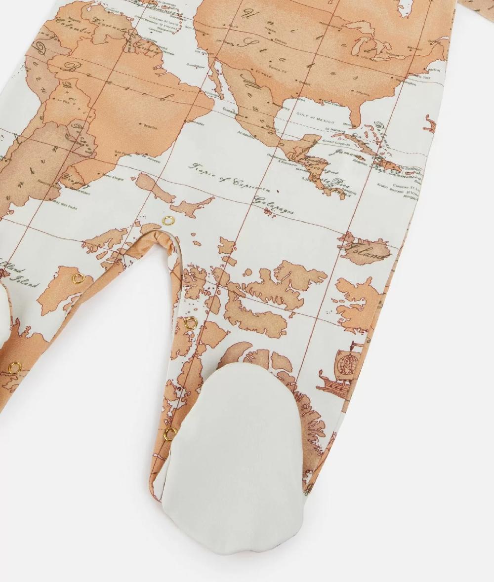 Alviero martini 1a classe Tutina in cotone con mappa Geo Classic Panna Acquista Ora