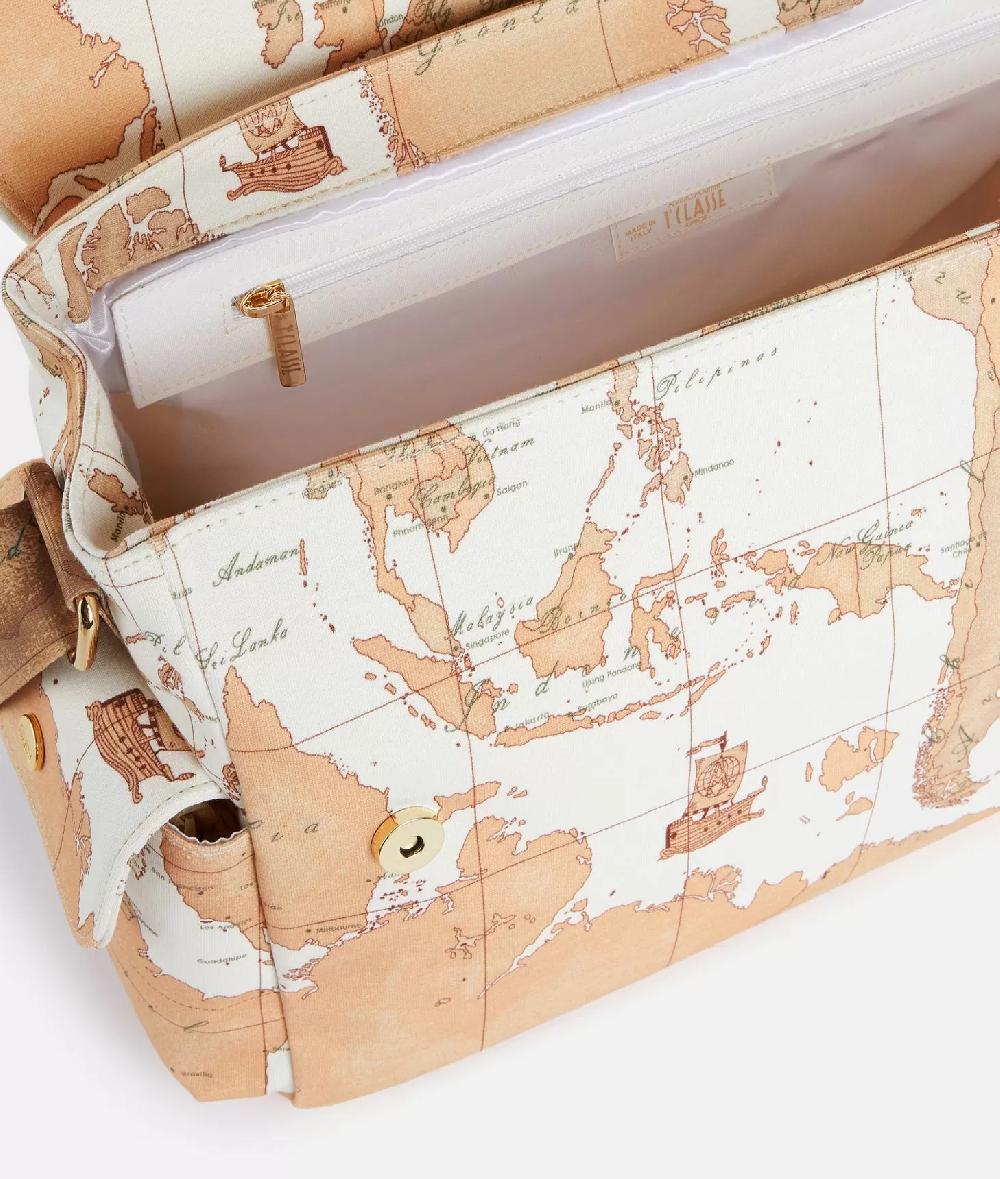 Alviero martini 1a classe Borsa a tracolla con mappa Geo Classic Panna Consegna Veloce