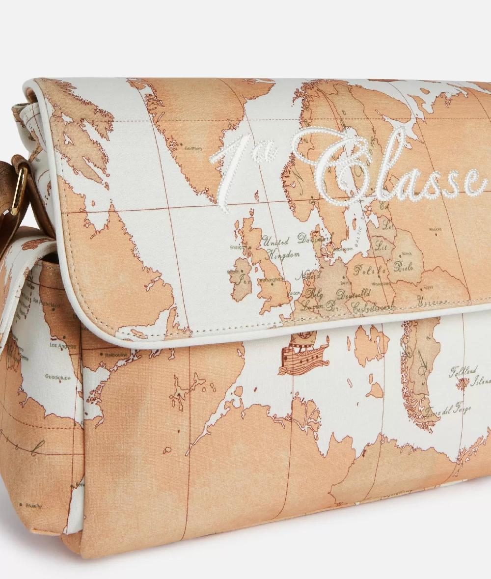 Alviero martini 1a classe Borsa a tracolla con mappa Geo Classic Panna Consegna Veloce
