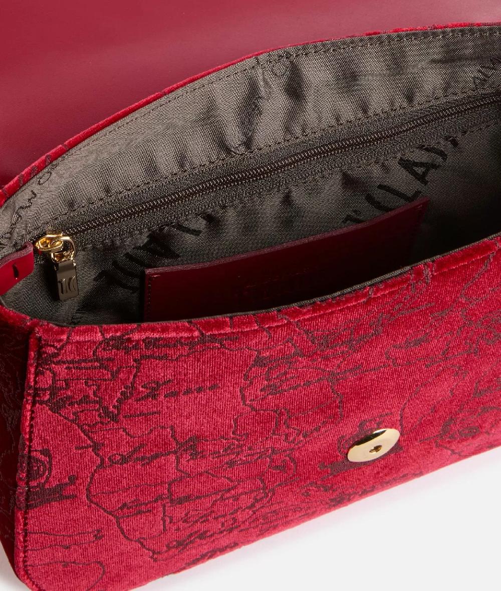 Alviero martini 1a classe Moments Bag tracolla con patta e catena in velluto Geo Filetto Rossa Novità