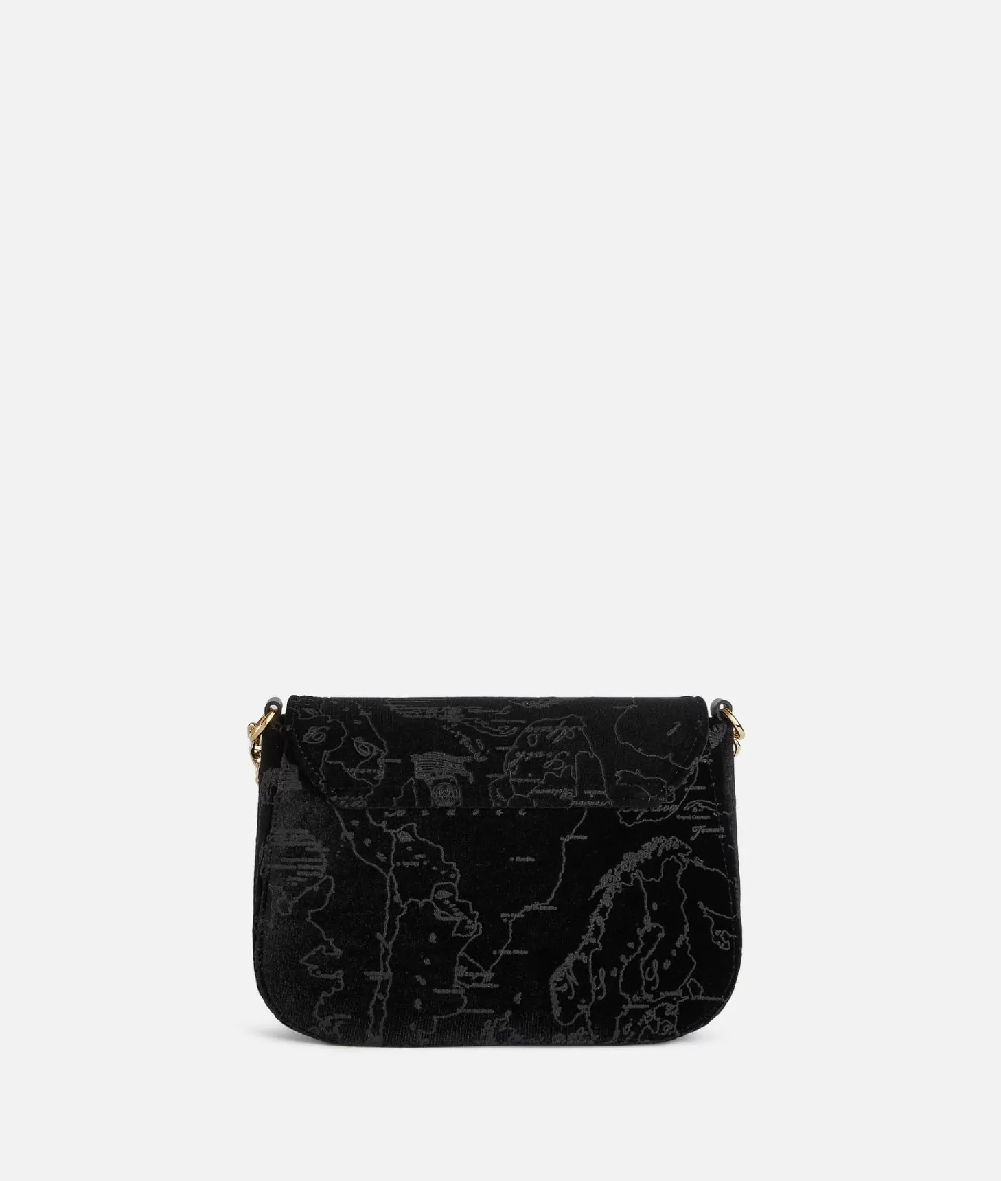 Alviero martini 1a classe Moments Bag tracolla con patta e catena in velluto Geo Filetto Nera Presa