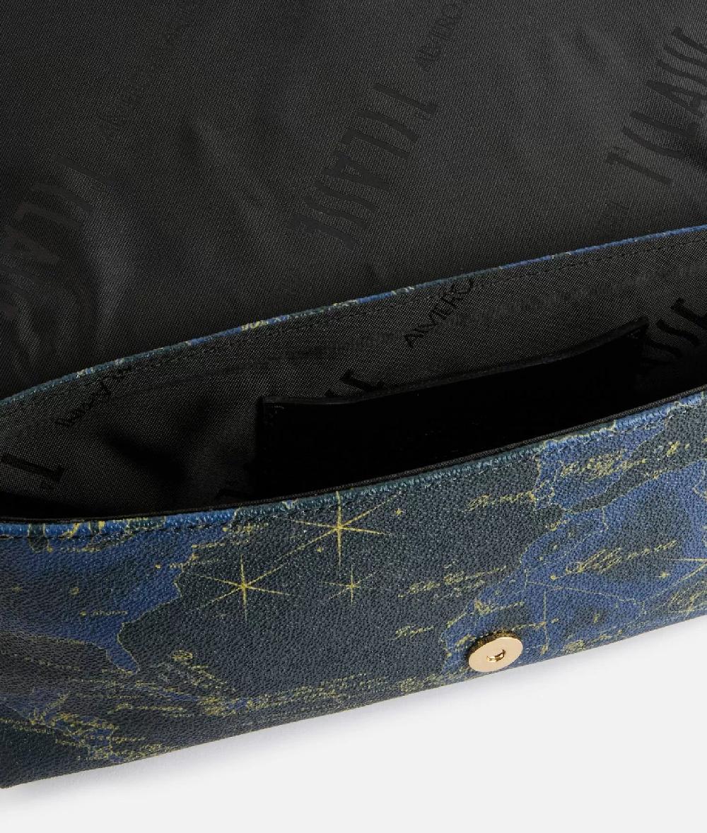 Alviero martini 1a classe Geo Midnight pochette con patta Blu Notte Pezzi Unici