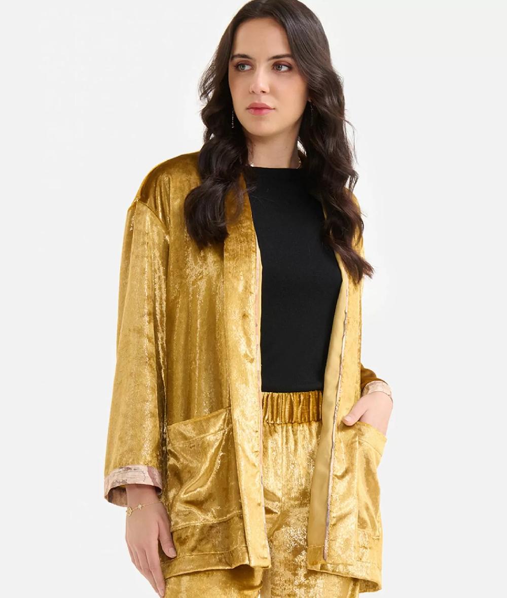 Alviero martini 1a classe Giacca kimono in velluto lurex special Oro Qualità Garantita