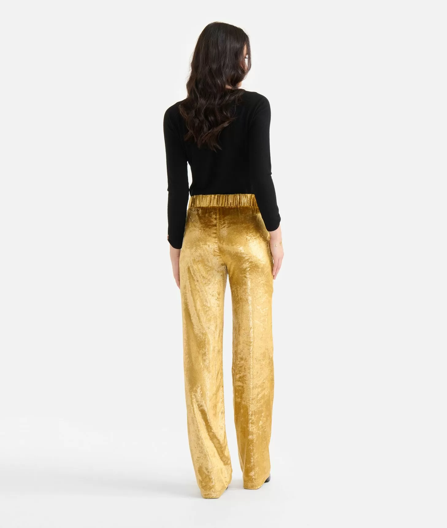 Alviero martini 1a classe Pantaloni palazzo in velluto lurex special Oro Negozi Online