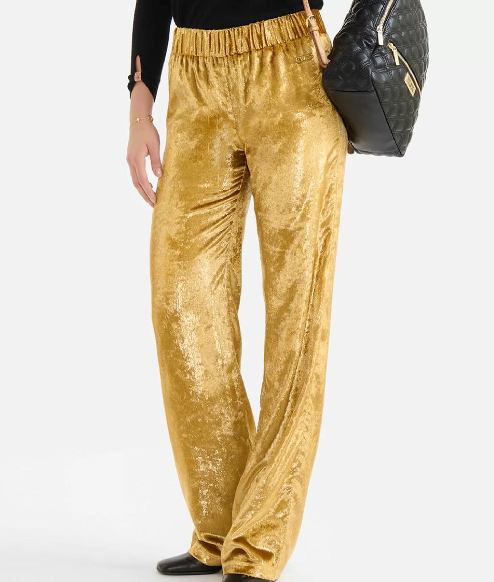 Alviero martini 1a classe Pantaloni palazzo in velluto lurex special Oro Negozi Online