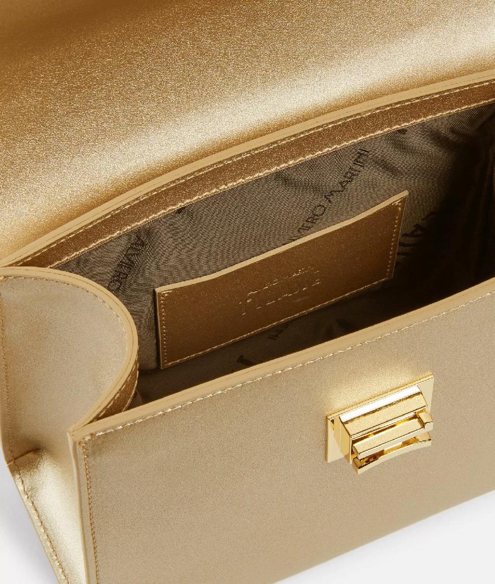 Alviero martini 1a classe Winter Spirit mini tote con tracolla in pelle laminata Oro Chiaro Acquista Ora