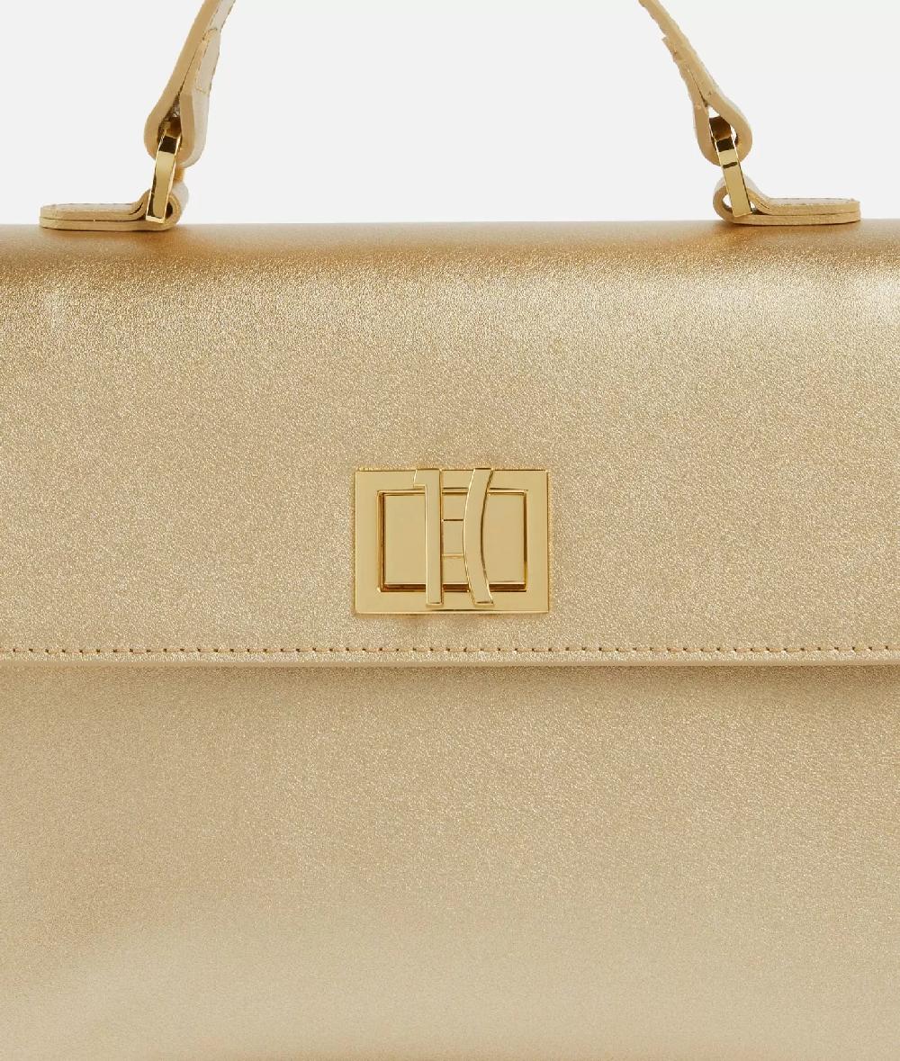 Alviero martini 1a classe Winter Spirit mini tote con tracolla in pelle laminata Oro Chiaro Acquista Ora