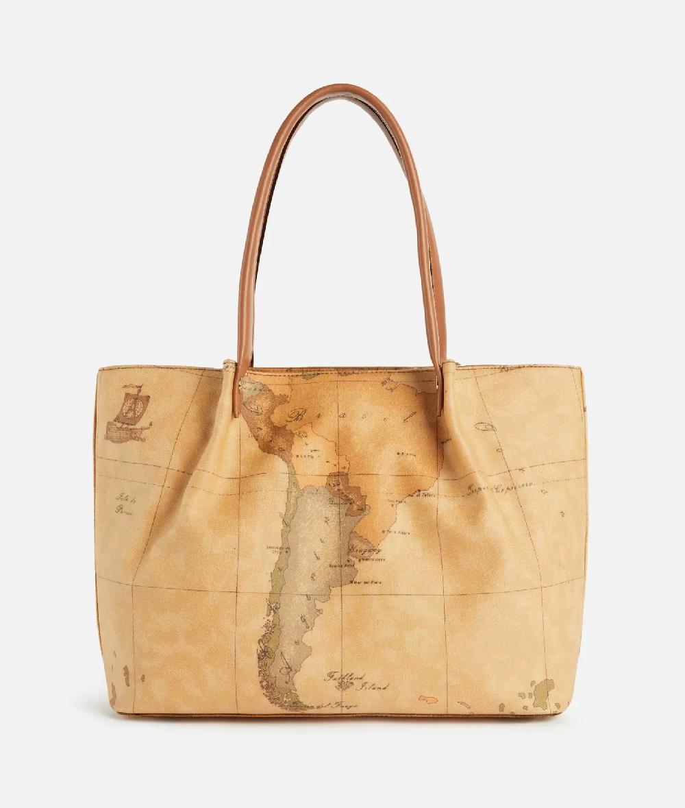 Alviero martini 1a classe Borsa shopping in tessuto stampa Geo Classic Naturale In Vendita