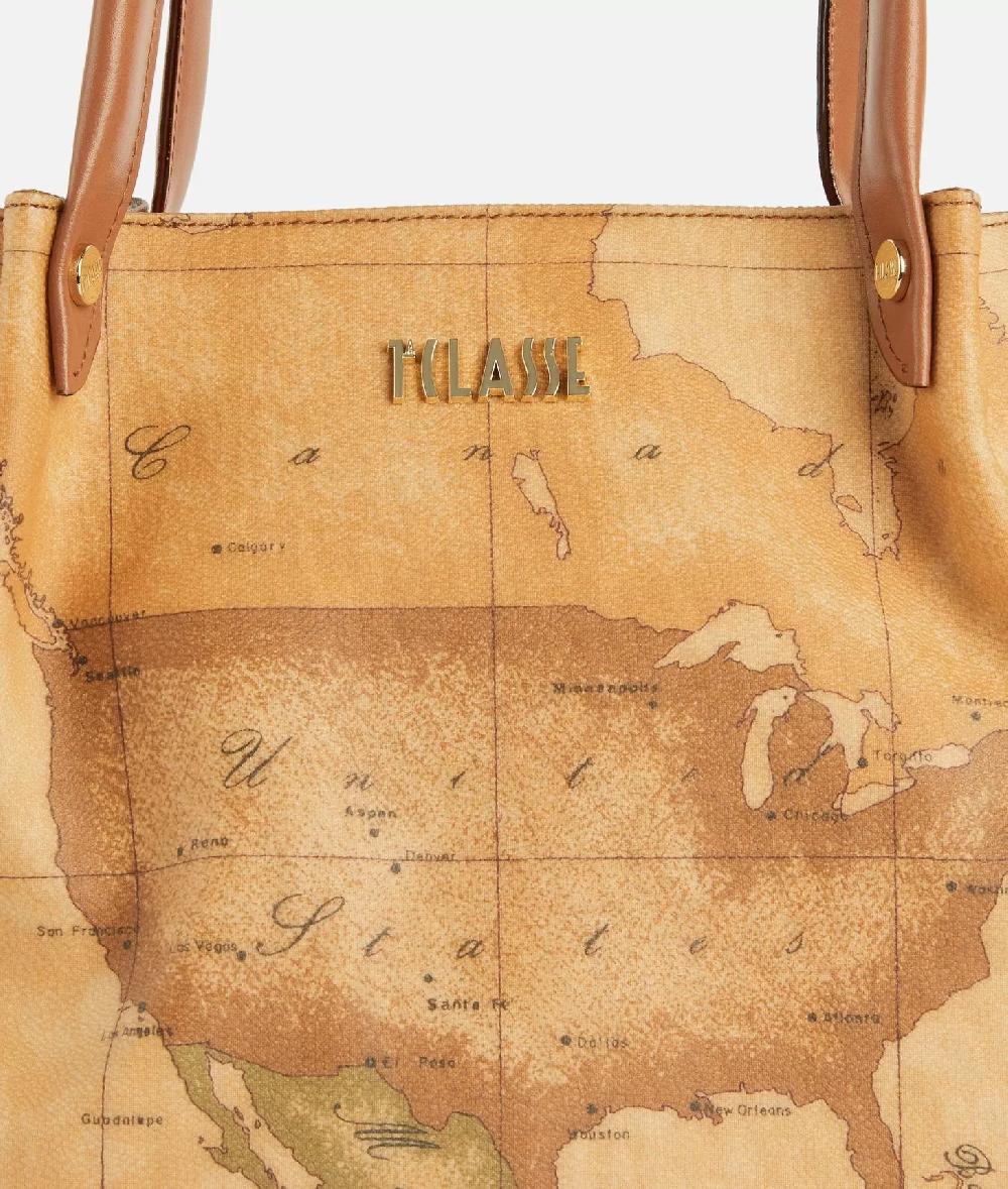 Alviero martini 1a classe Borsa shopping in tessuto stampa Geo Classic Naturale In Vendita
