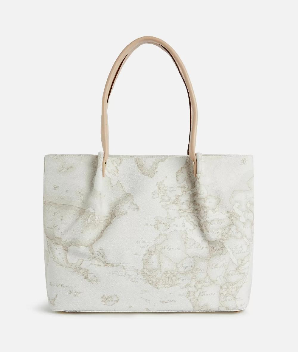 Alviero martini 1a classe Borsa shopping in tessuto stampa Geo White Bianca Saldi