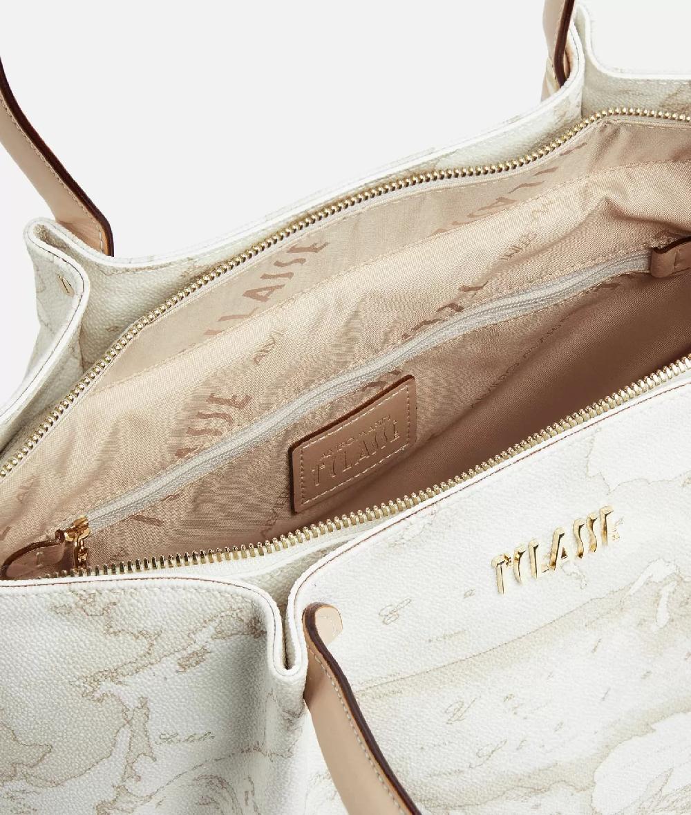 Alviero martini 1a classe Borsa shopping in tessuto stampa Geo White Bianca Saldi