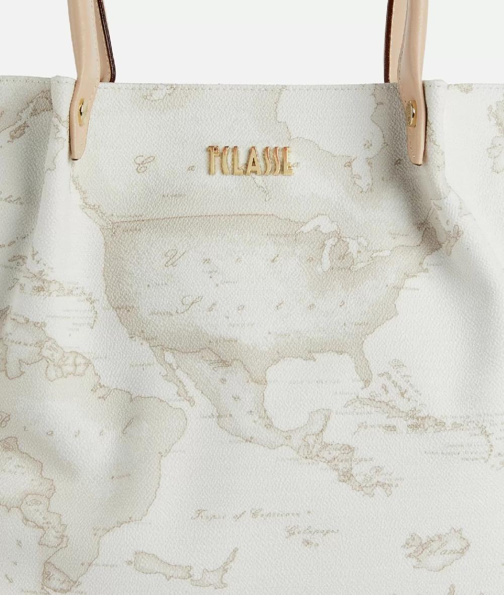 Alviero martini 1a classe Borsa shopping in tessuto stampa Geo White Bianca Saldi